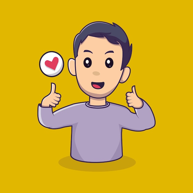 Vector illustration of cute boy showing thumbs up happy children day