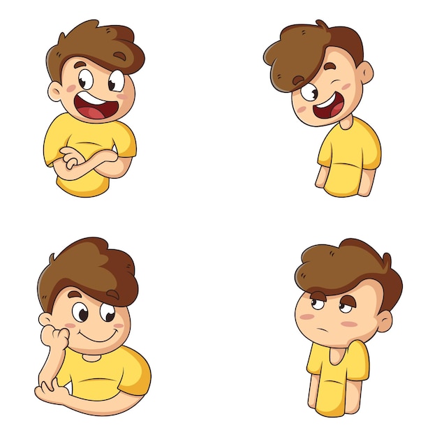 Premium Vector | Illustration Of Cute Boy Sticker Set