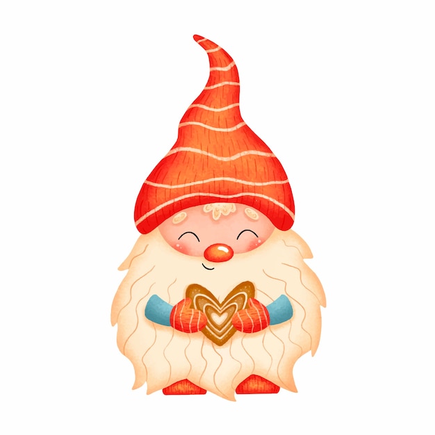 Illustration of a cute cartoon christmas gnome