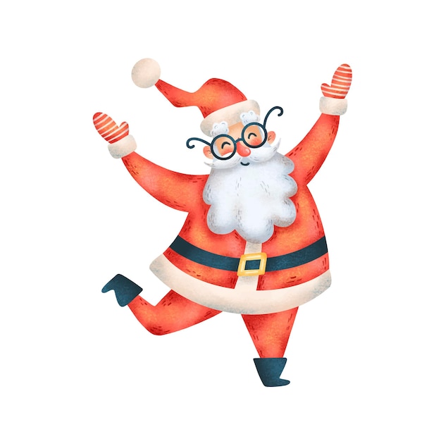 Illustration of cute cartoon christmas Santa Claus isolated on white background