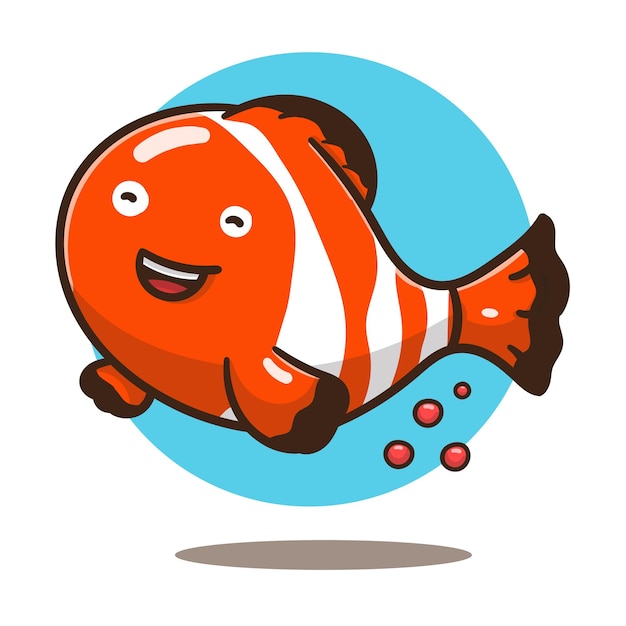 illustration of cute cartoon Clownfish vector good for sticker, education, poster.