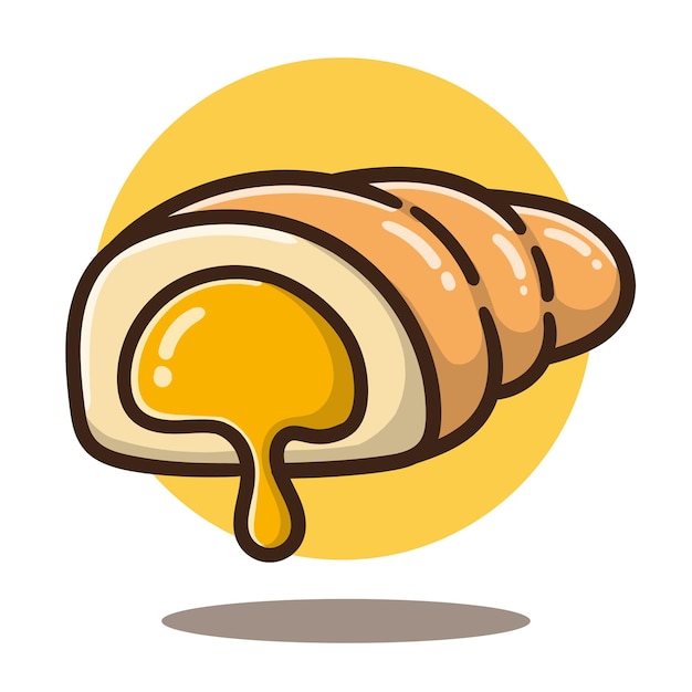 illustration of cute cartoon croissant with honey jam