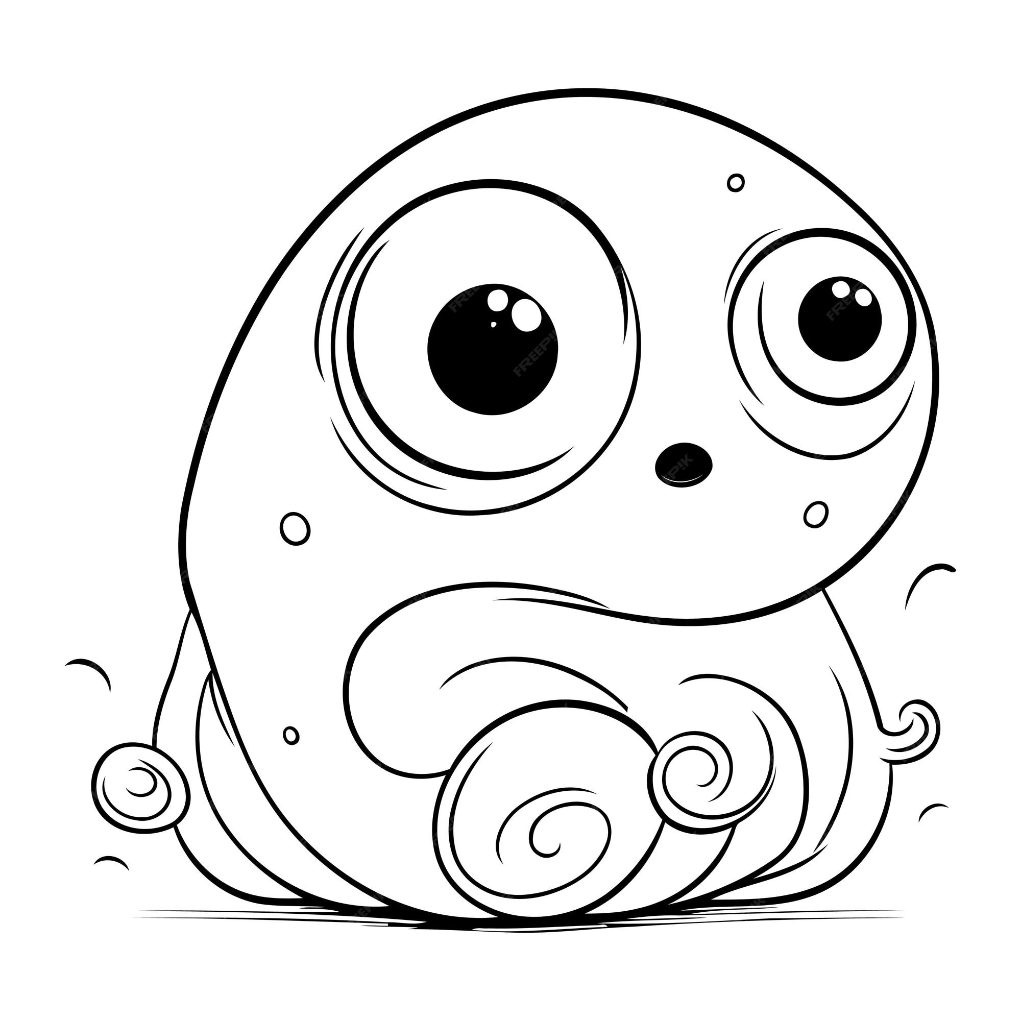 Premium Vector | Illustration of cute cartoon frog black and white