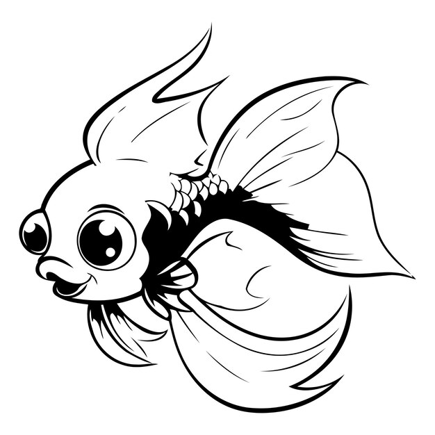 Vector illustration of a cute cartoon goldfish on a white background