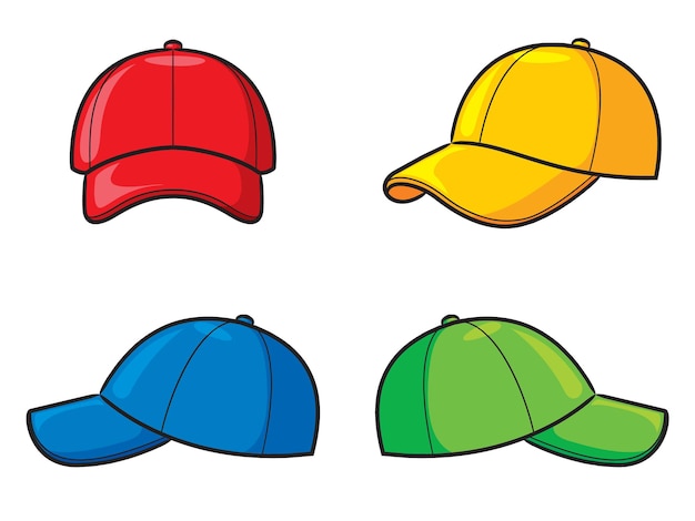 Vector illustration of cute cartoon hats set