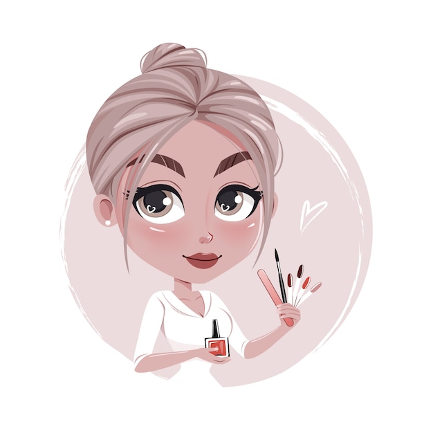 Illustration of cute cartoon manicurist.