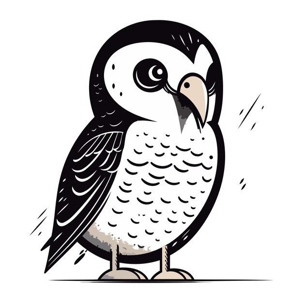 Illustration of a cute cartoon penguin on a white background