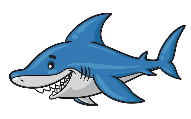 Illustration of cute cartoon of shark.