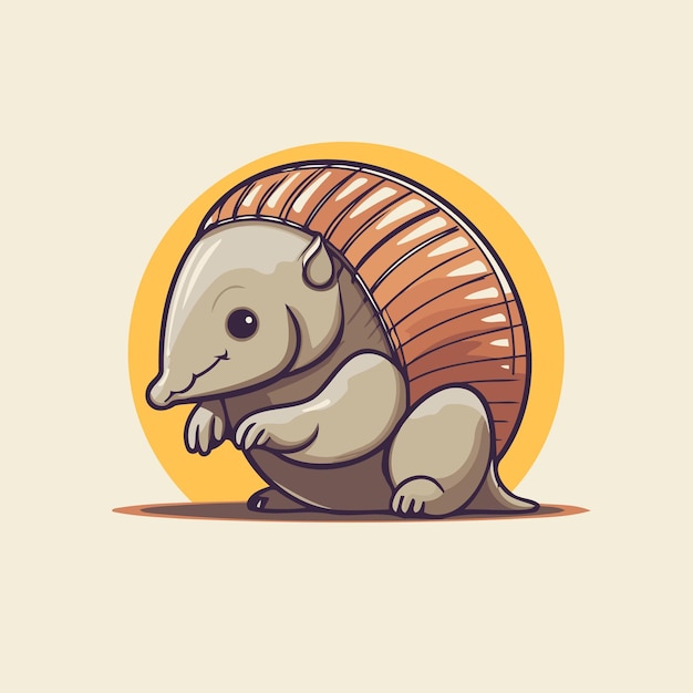 Illustration of a cute cartoon tortoise on a yellow background