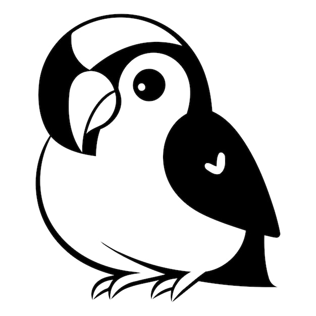 Illustration of cute cartoon toucan on white background Vector illustration