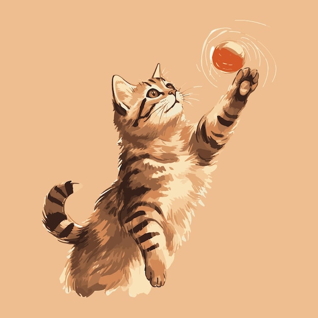 Vettore illustrazione di un gatto carino che gioca a palla vector art