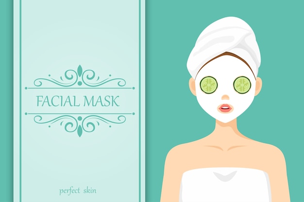 Vector illustration cute character facial mask cucumber