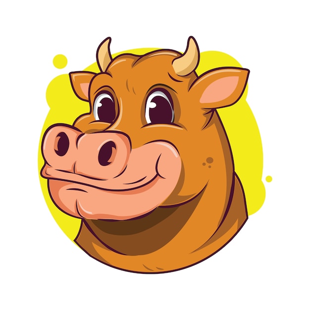 Illustrazione di avatar carino mucca