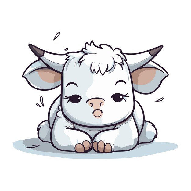 Vector illustration of a cute cow cute cartoon animal