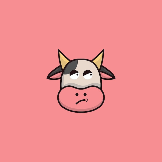 Illustration of cute cow expressions