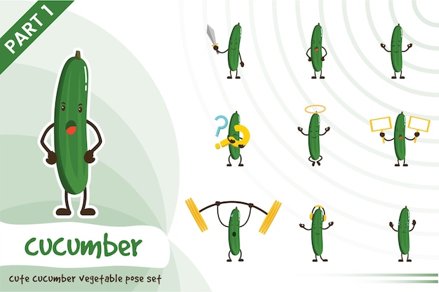 Illustration Of Cute Cucumber Set