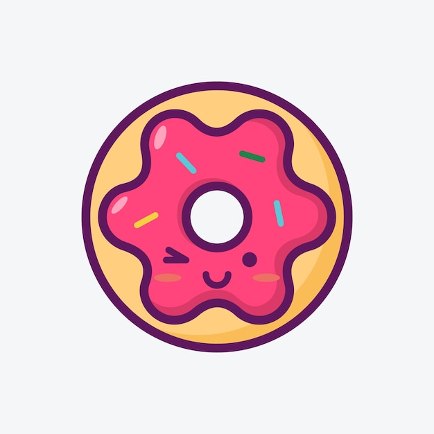 Vector illustration of cute donuts icon smiley emoji icon set vector cartoon illustration