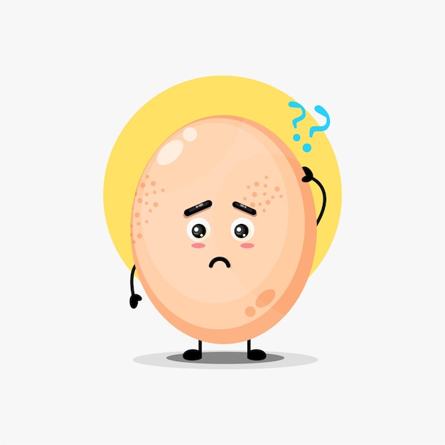 Illustration of a cute egg being confused