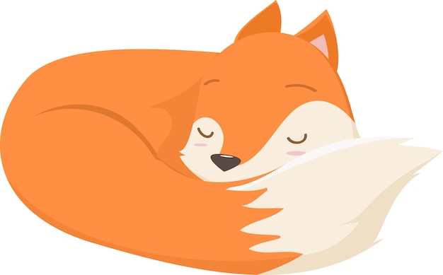 illustration of cute fox cartoon sleeping