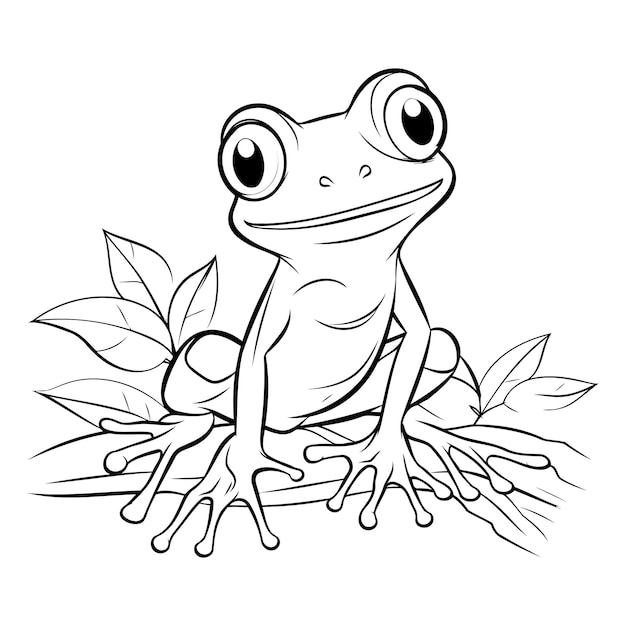 illustration of a cute frog on a white background for coloring book