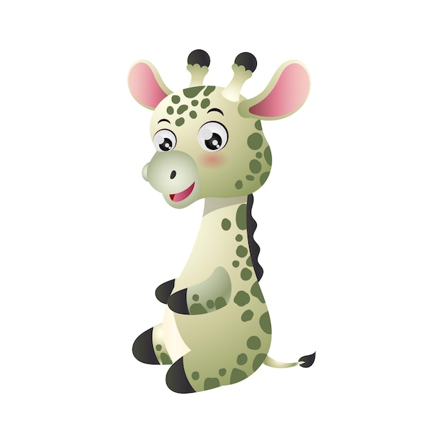 Illustration of cute giraffe cartoon expression