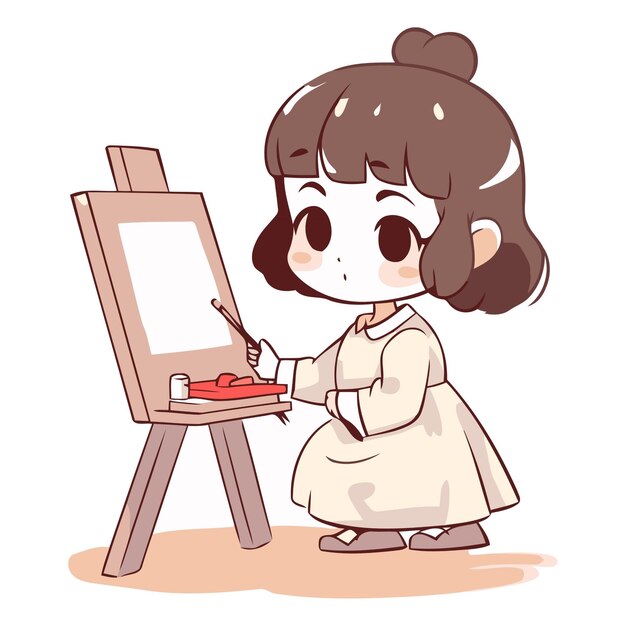 優しい女の子がイズルに絵を描いているイラスト