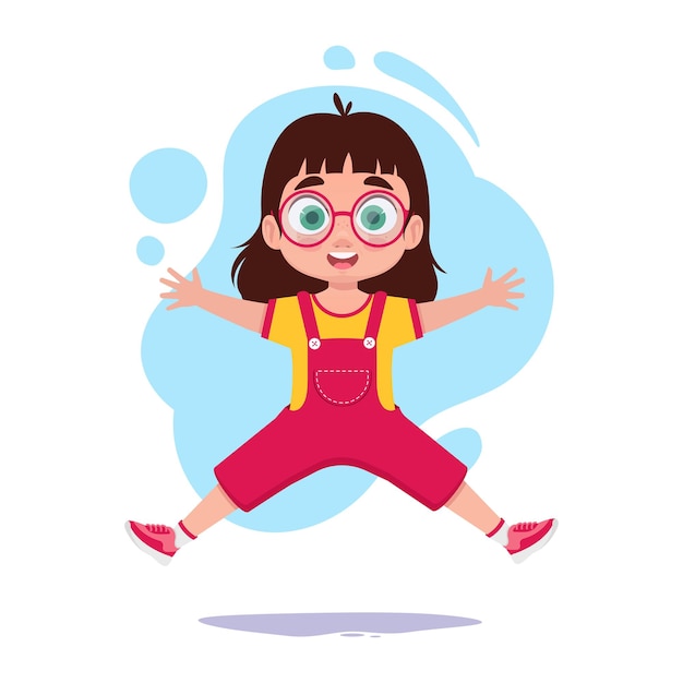 Illustration of a cute girl in a jump