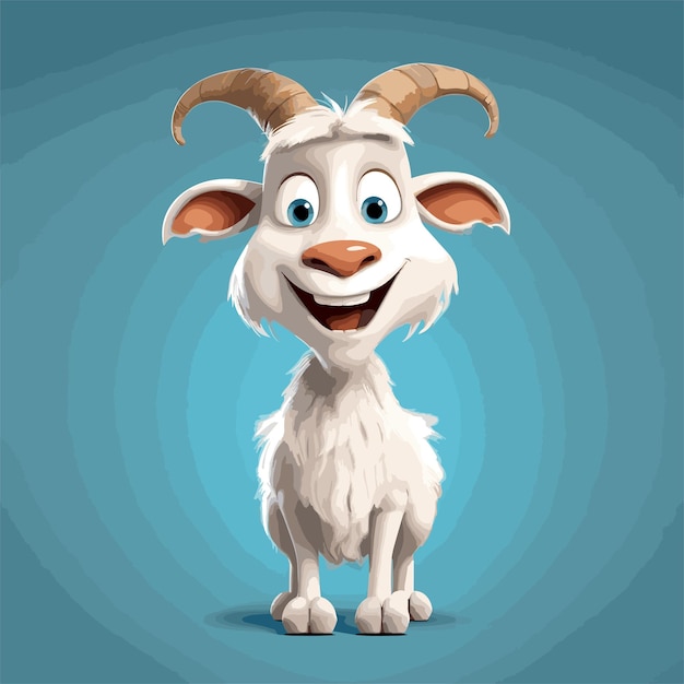 Vector illustration of cute goat cartoon animal character