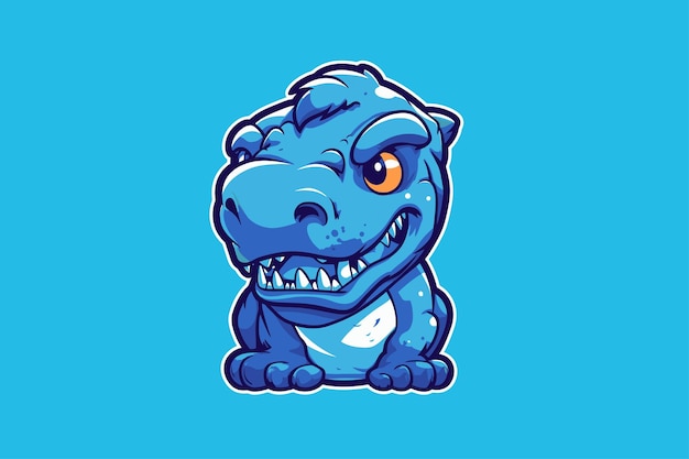 Illustration of a cute hippo mascot isolated on a blue background