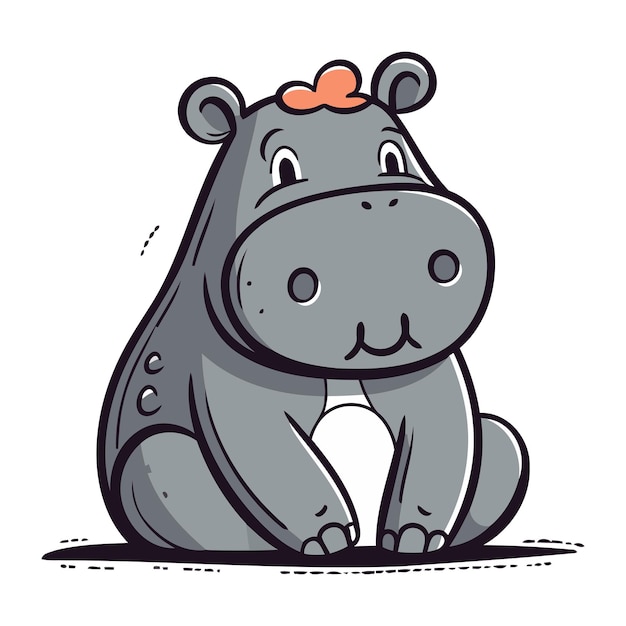 Vector illustration of a cute hippo sitting on a white background