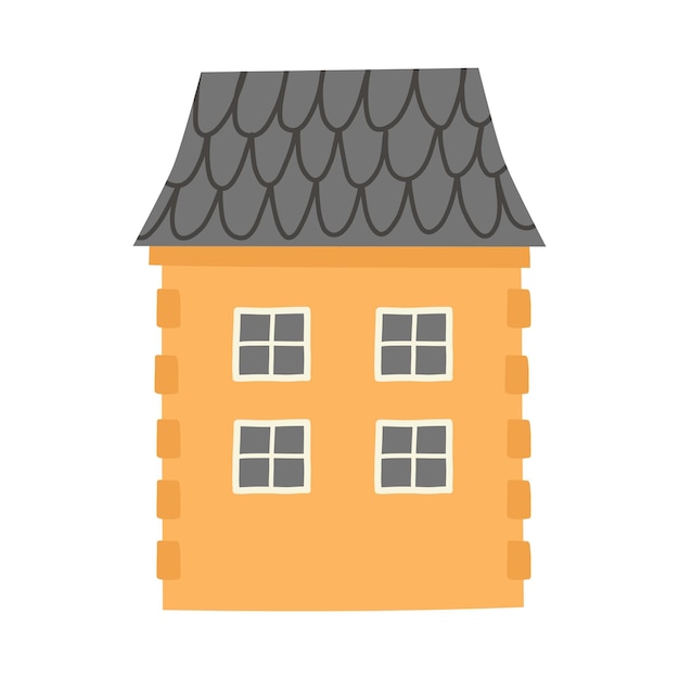 Illustration of a cute house in a flat style Minimalistic city building on white background Vector