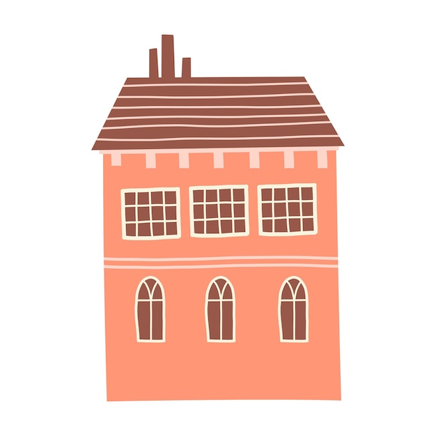 Vector illustration of a cute house in a flat style minimalistic city building on white background vector