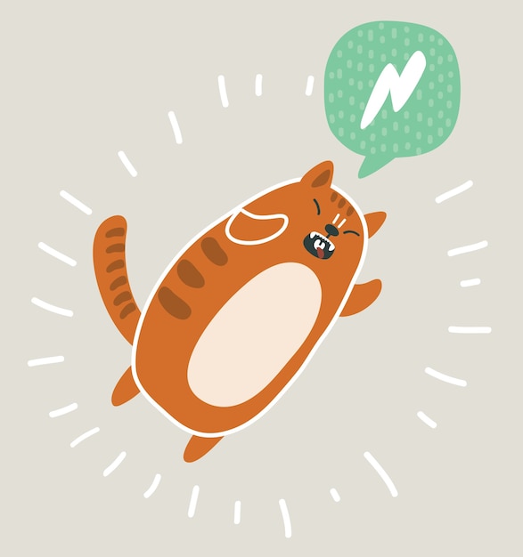Иллюстрация милый кавай и смешной рыжий кот прыгает.