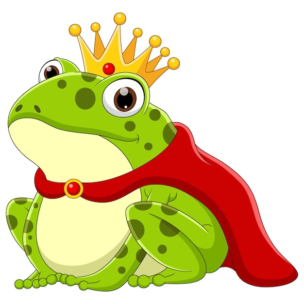 Vector illustration of cute king frog with using crown