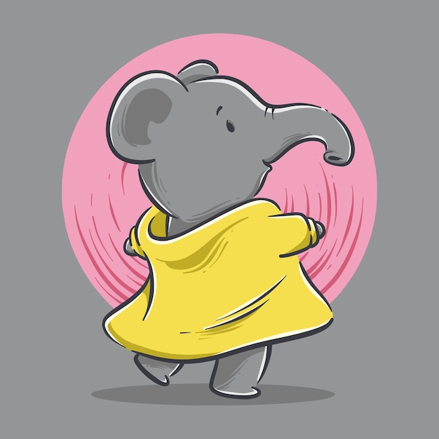 かわいい象の踊る漫画のイラスト