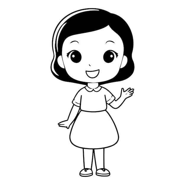 Illustration of a Cute Little Girl Wearing a Short Dress