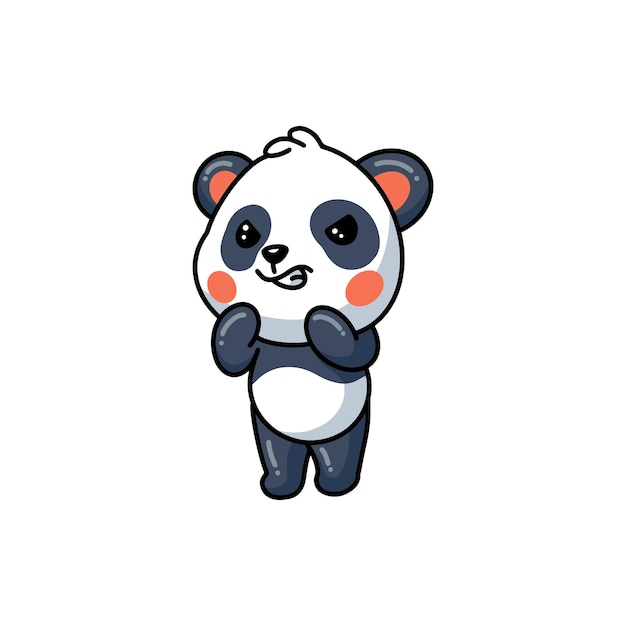 Vector illustration of  cute little panda angry cartoon