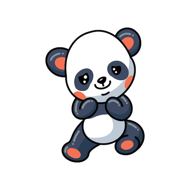   illustration of  cute little panda cartoon sitting