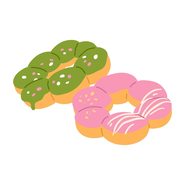 illustration of cute lollipop doodle asian food waffles donuts for print ,design, greeting card