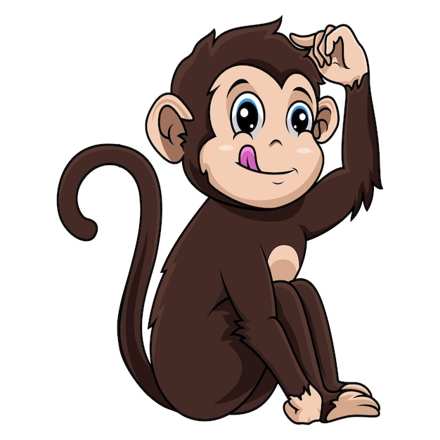 Illustration of Cute monkey cartoon sitting