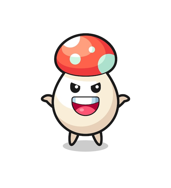 The illustration of cute mushroom doing scare gesture , cute style design for t shirt, sticker, logo element