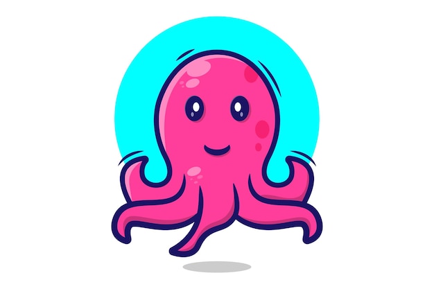 Illustration of a cute octopus cartoon vector white background