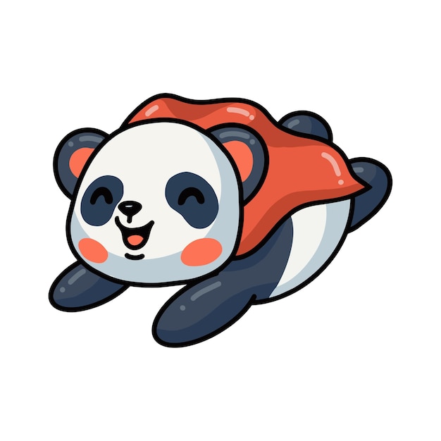   illustration of  cute panda superhero cartoon flying