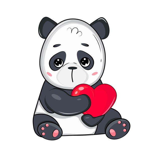 Vector illustration of cute panda with heart