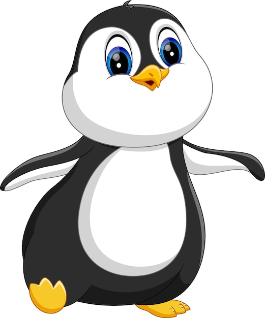 Vettore illustrazione del simpatico cartone animato pinguino