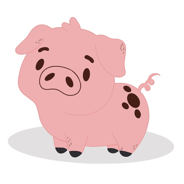 Illustration of cute pig animal vector