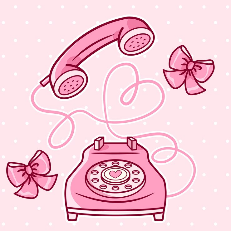 Vector 心のかわいいピンクの古い電話のイラスト