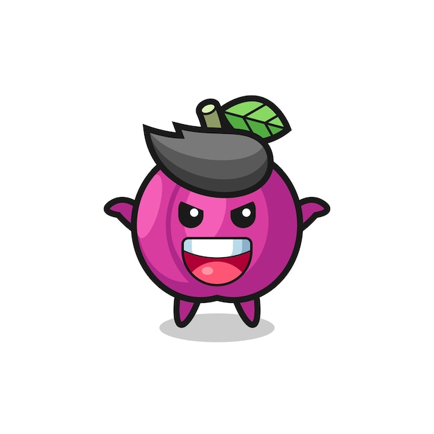 The illustration of cute plum fruit doing scare gesture , cute style design for t shirt, sticker, logo element