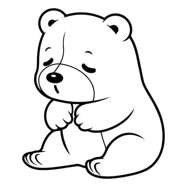 Vector illustration of a cute polar bear sitting on its side and looking at something