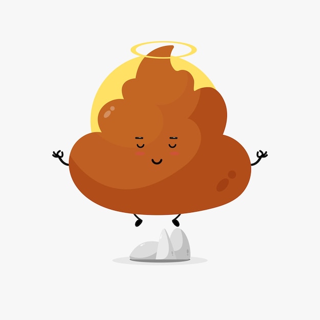 Vector illustration of cute poop character meditating